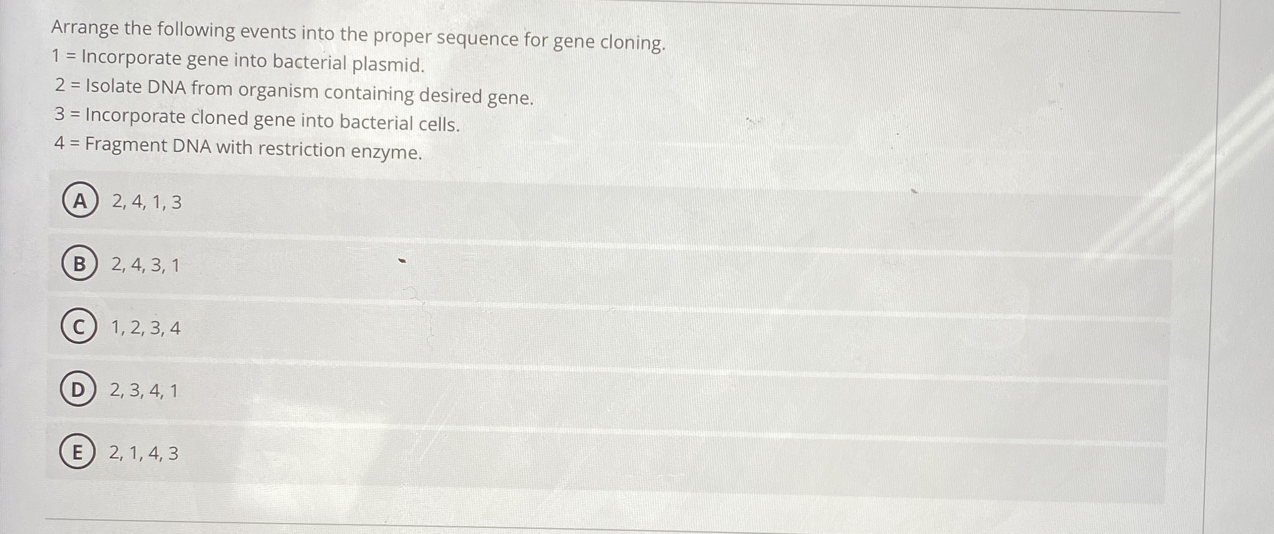 Solved Arrange the following events into the proper sequence | Chegg.com