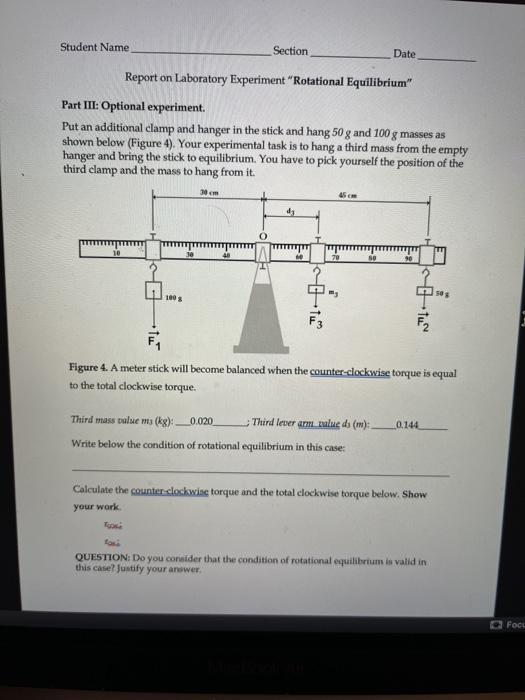 Solved Report On Laboratory Experiment "Rotational | Chegg.com