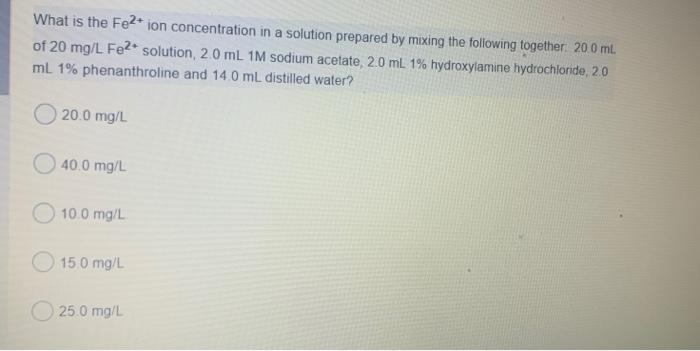 Solved What is the Fe2+ ion concentration in a solution | Chegg.com
