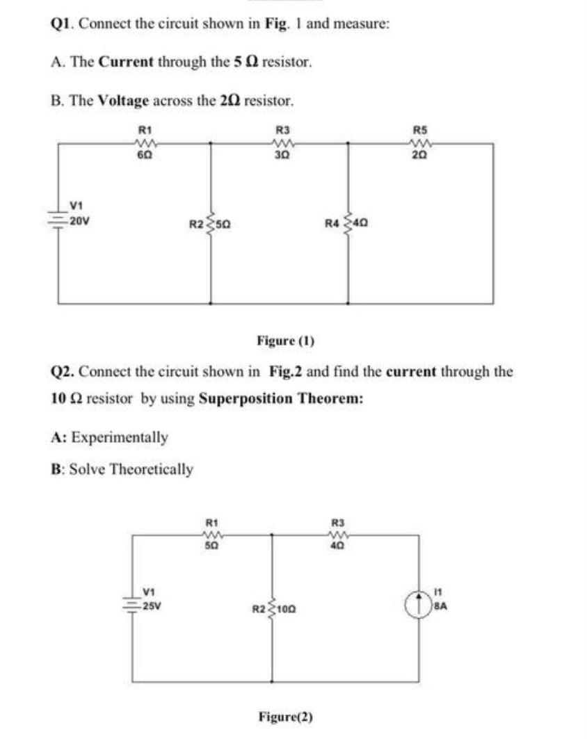 Solved Q1. Connect the circuit shown in Fig. 1 and measure: | Chegg.com