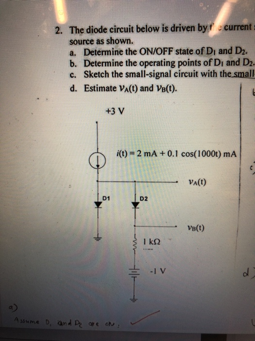 Solved 2. The diode circuit below is driven by the current | Chegg.com