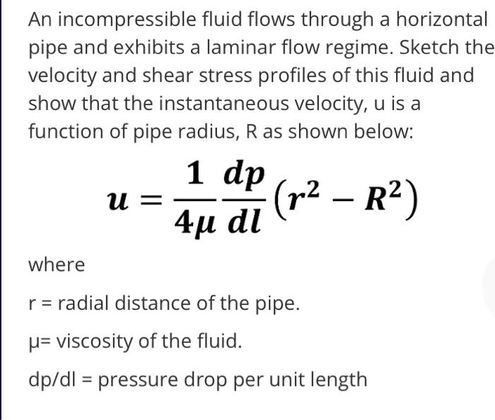 Solved An incompressible fluid flows through a horizontal | Chegg.com