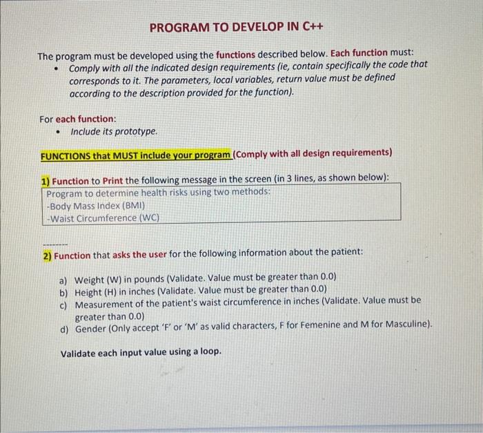 Solved The program must be developed using the functions | Chegg.com