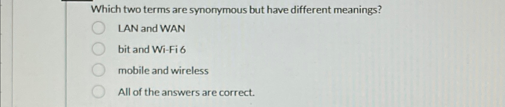 Solved Which two terms are synonymous but have different | Chegg.com