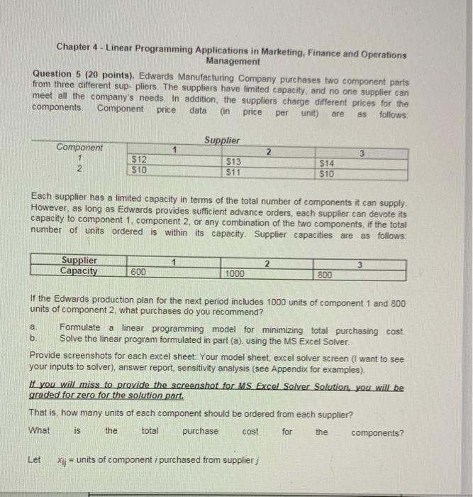 Solved Chapter 4- Linear Programming Applications in | Chegg.com