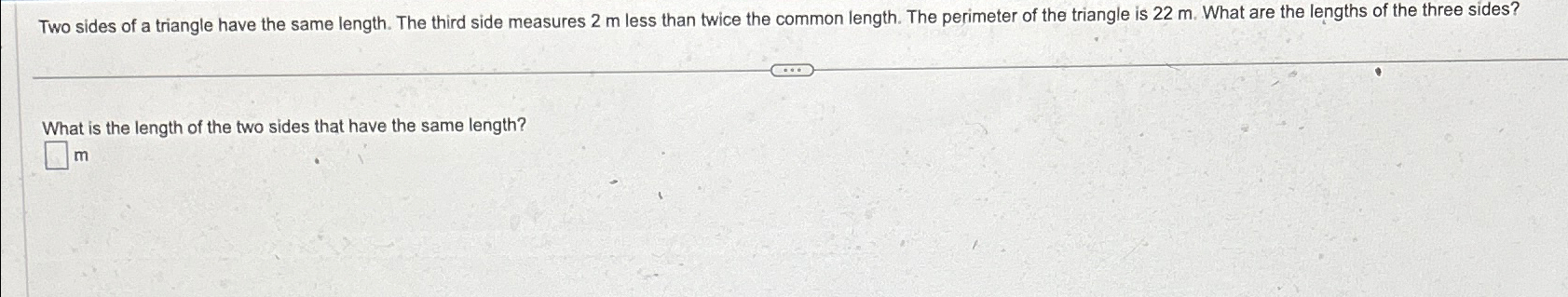 Solved Two sides of a triangle have the same length. The | Chegg.com