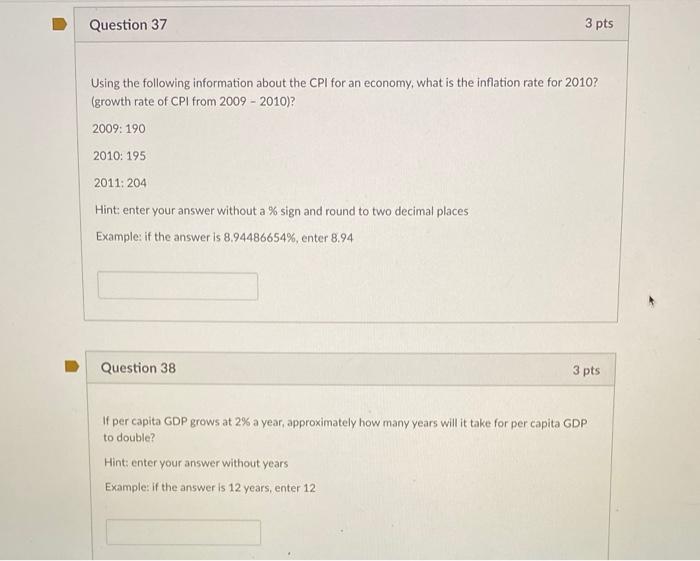 Solved Question 37 3 pts Using the following information | Chegg.com