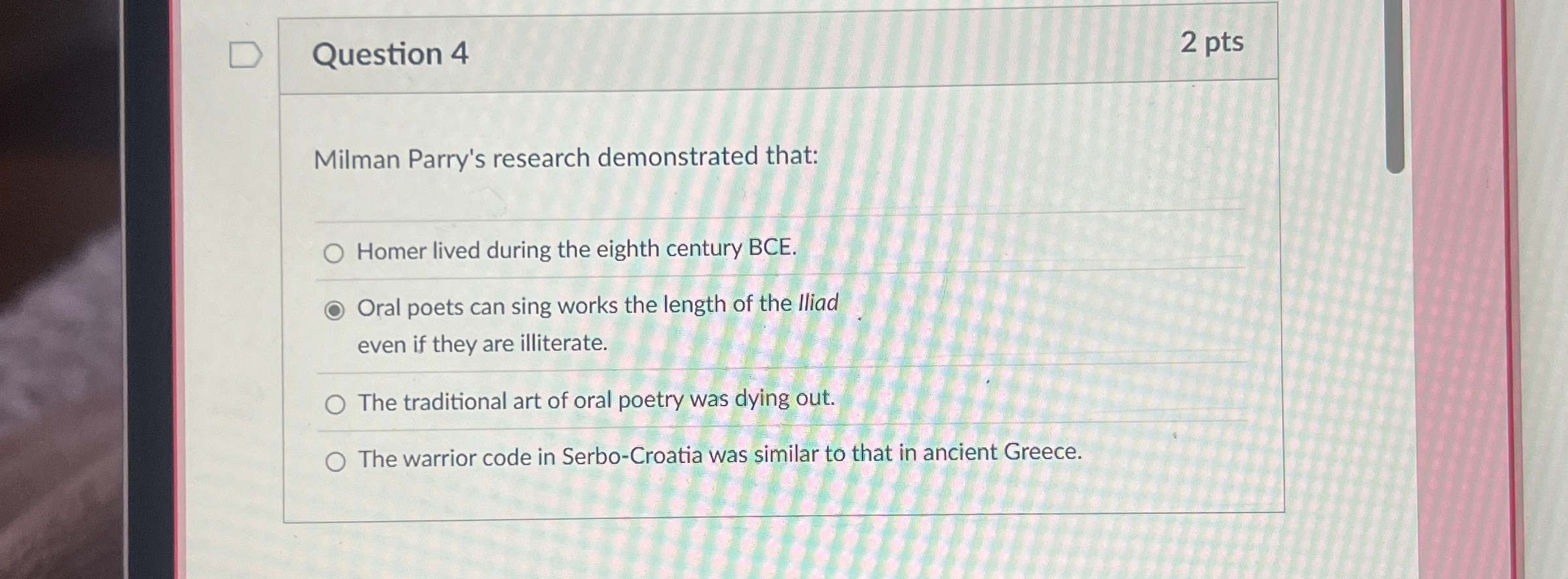Solved Question 42 ﻿ptsMilman Parry's research demonstrated | Chegg.com