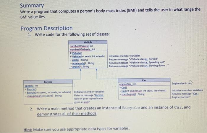 Solved Summary Write a program that computes a person's | Chegg.com