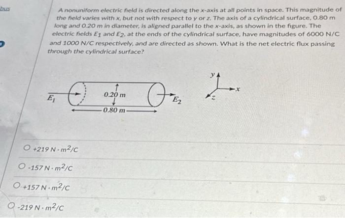 Solved A Nonuniform Electric Field Is Directed Along The 7310