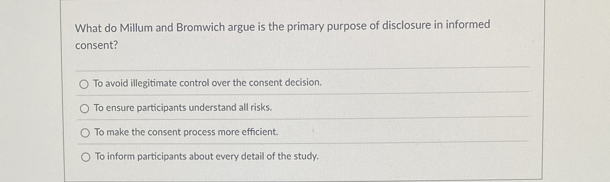 Solved What do Millum and Bromwich argue is the primary | Chegg.com