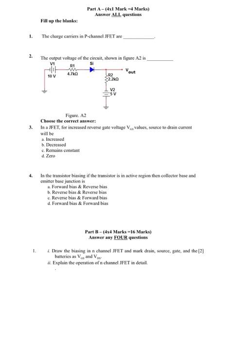 Solved Part A-(4x1 Mark-4 Marks) Answer ALL questions Fill | Chegg.com