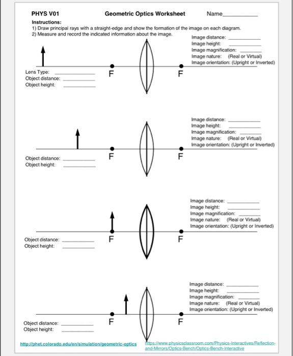 Solved Lens Type: Object distance: Object height: Image | Chegg.com