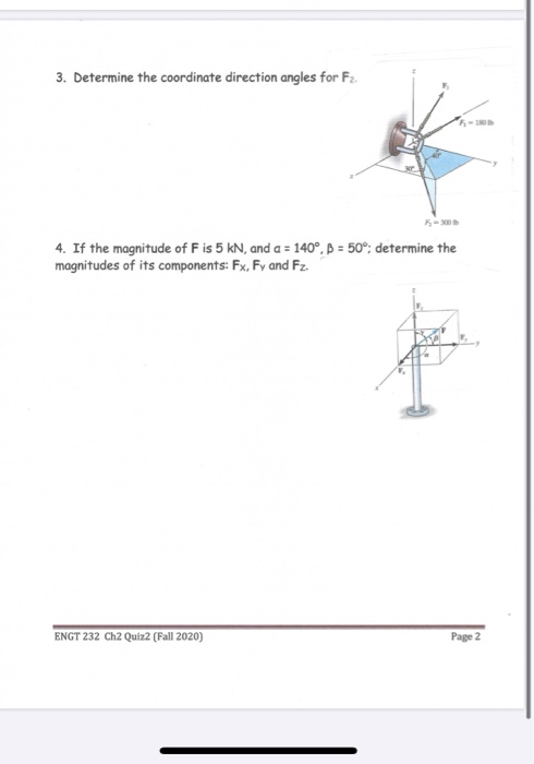 Solved 1. Determine the coordinate direction angles for F2. | Chegg.com