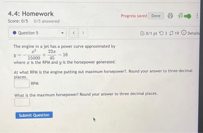 Solved The engine in a jet has a power curve approximated by | Chegg.com