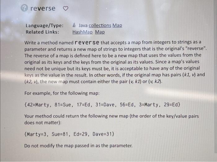 Solved Reverse Language Type Java Collections Map Chegg Com   Image