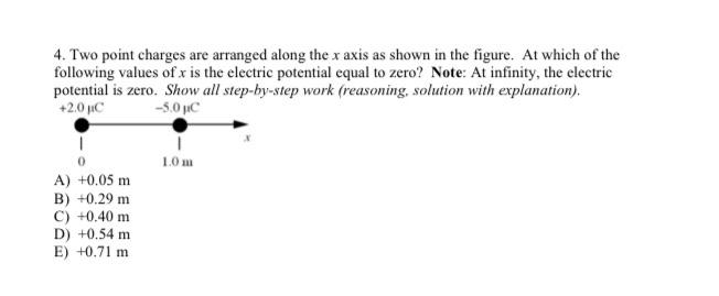 Solved 4. Two point charges are arranged along the x axis as | Chegg.com
