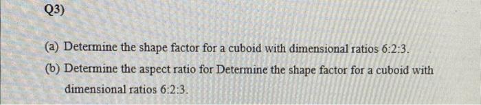 Solved (a) Determine the shape factor for a cuboid with | Chegg.com