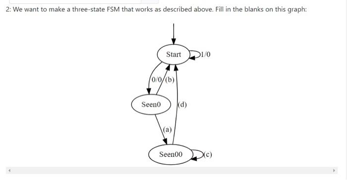 Solved 2: We want to make a three-state FSM that works as | Chegg.com