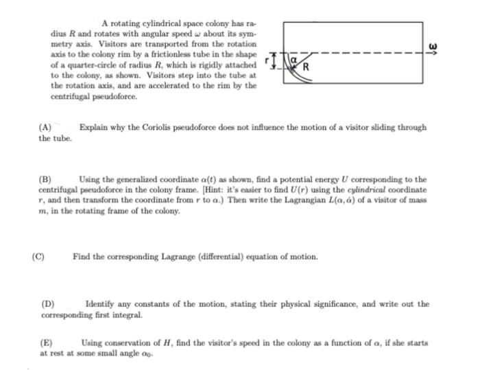 31 1 1 1 1 1 A Rotating Cylindrical Space Colony H Chegg Com