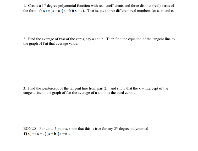Solved Create a 3rd degree polynomial function with real | Chegg.com