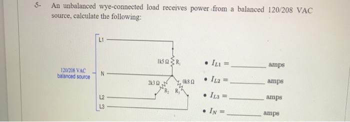 Solved 5 An Unbalanced Wye Connected Load Receives Power Chegg Com