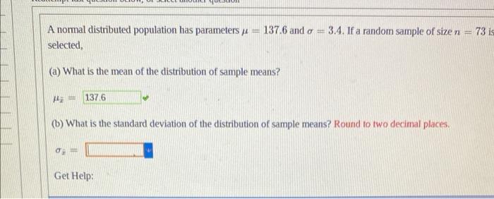 Solved A Normal Distributed Population Has Parameters