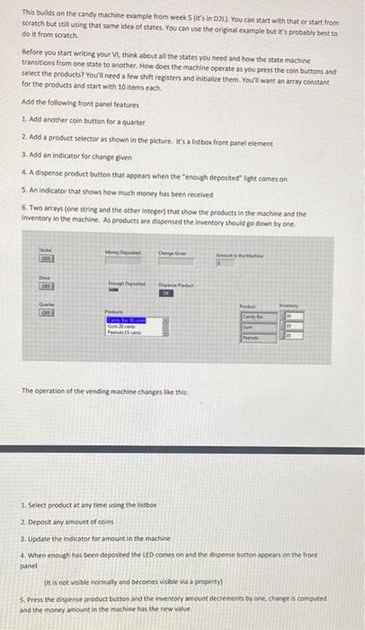 This builds on the candy machine example from weeks | Chegg.com