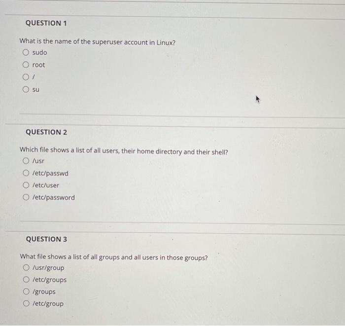 Solved question 1 what is the name of the superuser account chegg