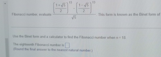 Solved Fibonacci number, evaluate (1+522)13-(1-522)1352. | Chegg.com