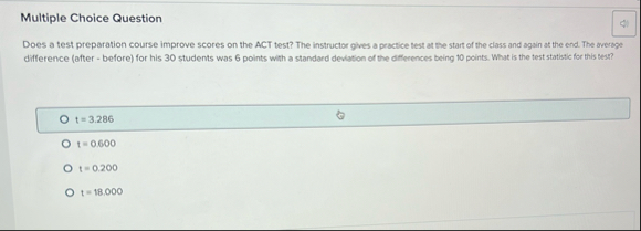Solved Multiple Choice QuestionDoes a test preparation | Chegg.com