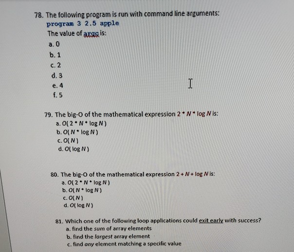Solved 78. The following program is run with command line | Chegg.com