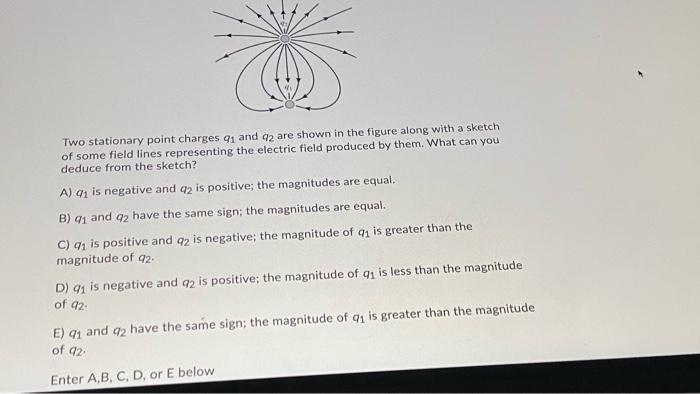 Solved Two stationary point charges 91 and 42 are shown in | Chegg.com