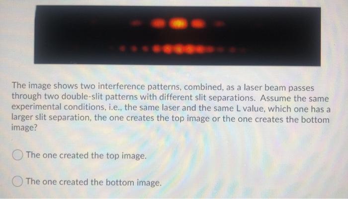 Solved The image shows two interference patterns, combined, | Chegg.com