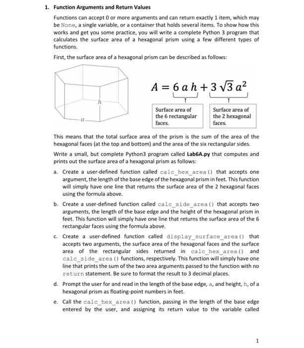 Solved 1. Function Arguments and Return values Functions can | Chegg.com