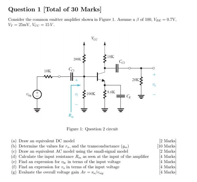 Solved Consider the common emitter amplifier shown in Figure | Chegg.com