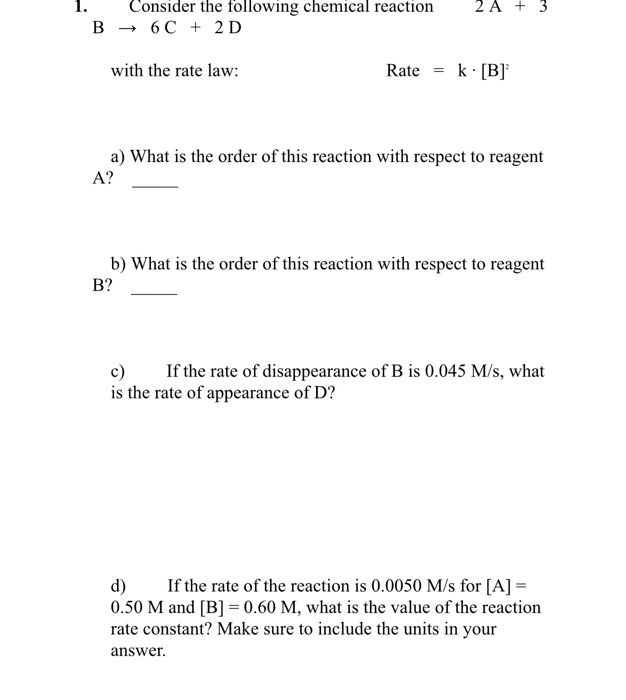Solved 2A + 3 1. B Consider the following chemical reaction | Chegg.com