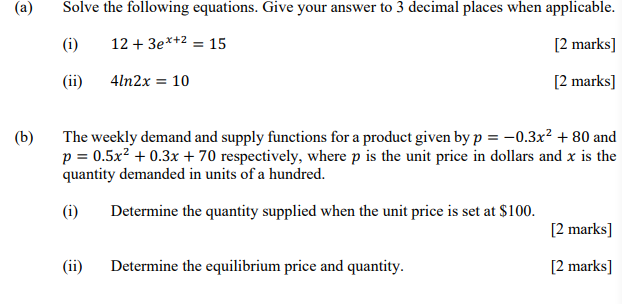 Solved (a) Solve the following equations. Give your answer | Chegg.com