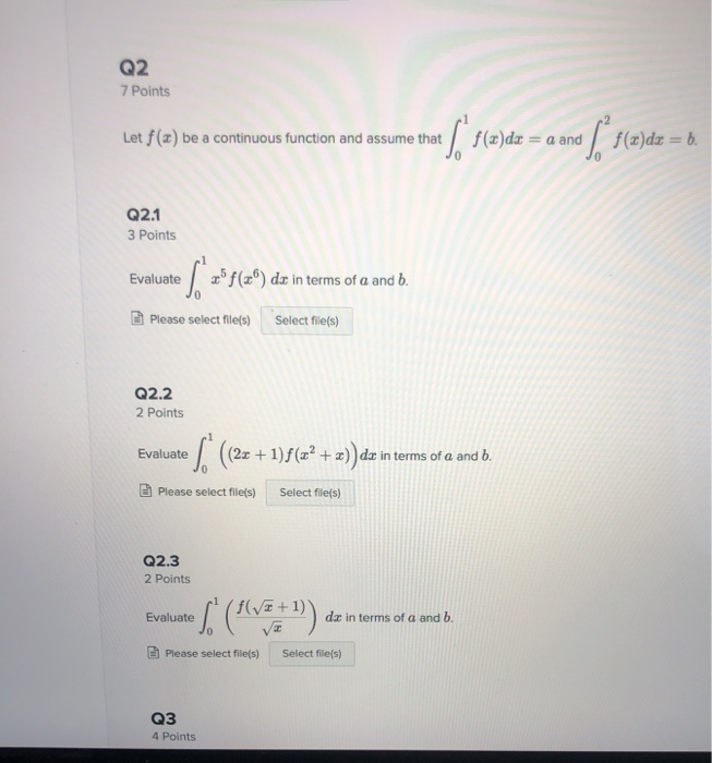 Solved Q2 7 Points Let f(a) be a continuous function and | Chegg.com