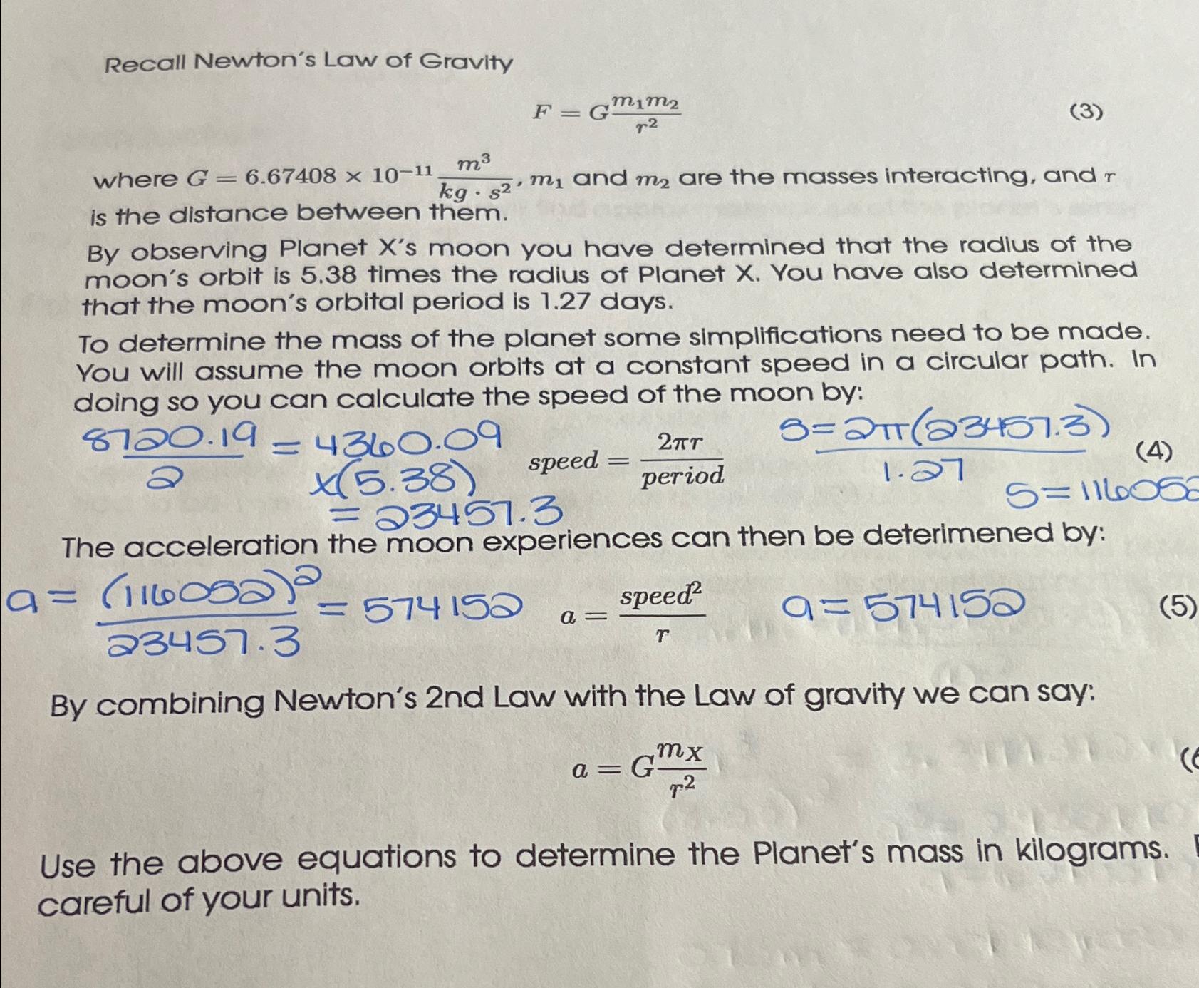 Solved Recall Newton S Law Of Gravityf Gm M R Where Chegg Com