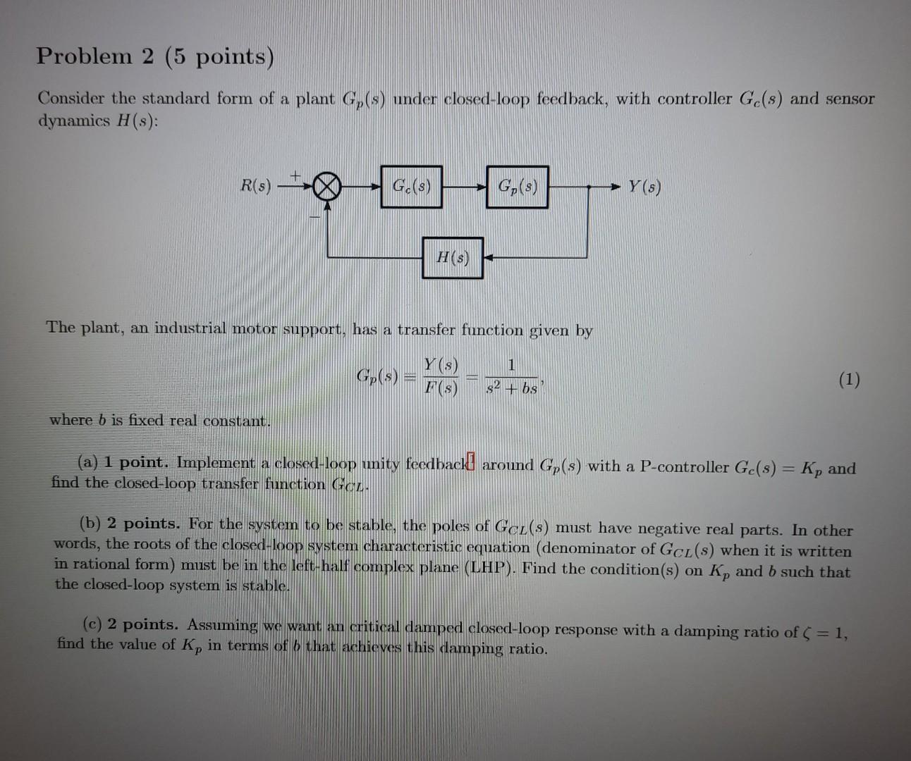Solved Consider the standard form of a plant Gp(s) under | Chegg.com