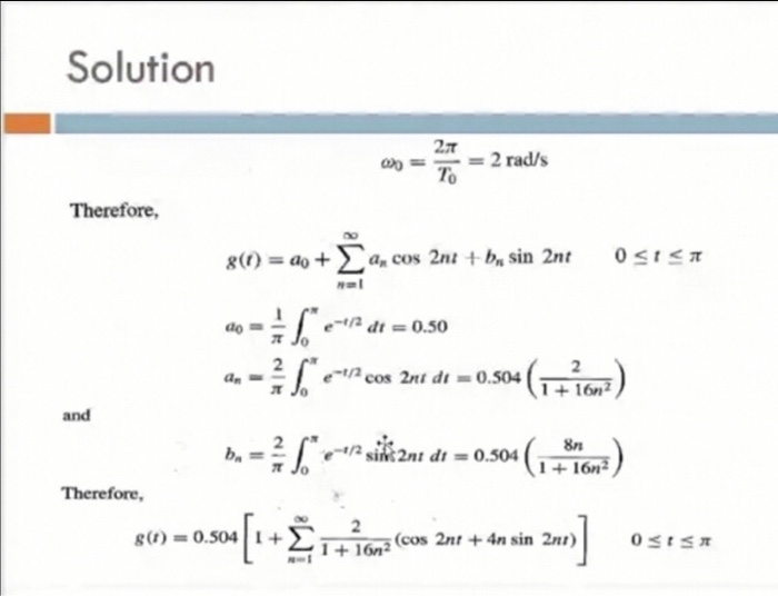 Solved Example Find the compact trigonometric Fourier series