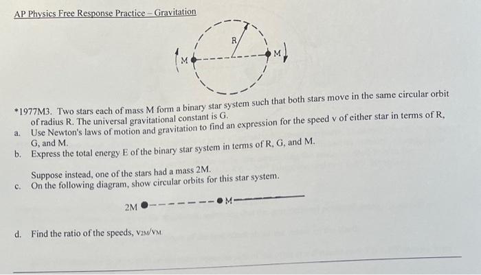 Solved AP Physics Free Response Practice - Gravitation | Chegg.com