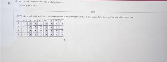 Solved K. Construct a truth table for the following symbolic | Chegg.com
