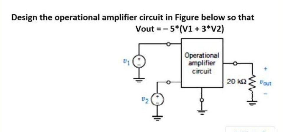 Solved Design the operational amplifier circuit in Figure | Chegg.com