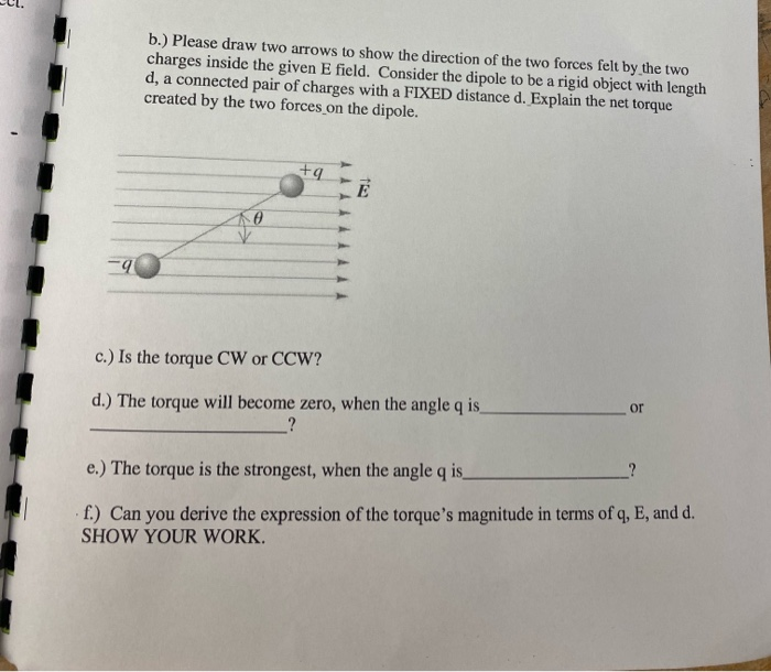 Solved UL. b.) Please draw two arrows to show the direction | Chegg.com