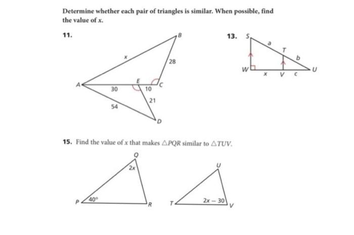 Solved 11. 13.Determine whether each pair of triangles is | Chegg.com