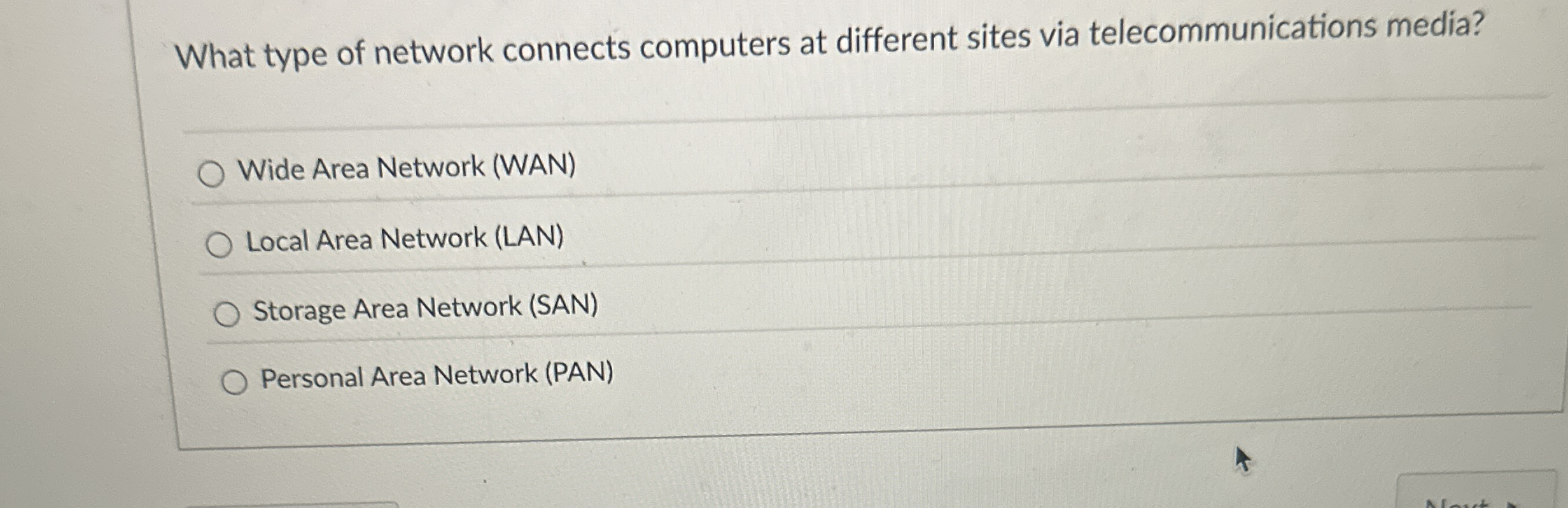 Solved What type of network connects computers at different