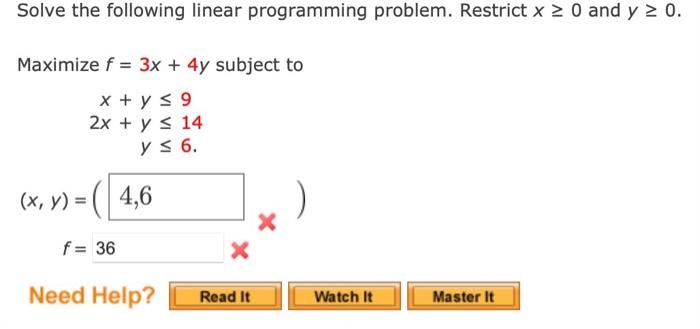 Solved Maximize F3x4y Subject To Xy2xyy≤9≤14≤6 8547