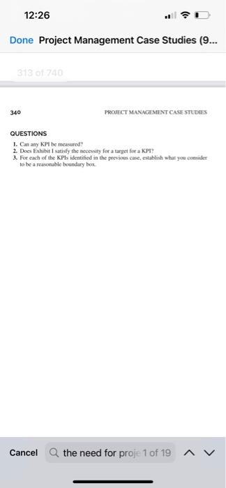 Solved Done Project Management Case Studies (9... The Need | Chegg.com